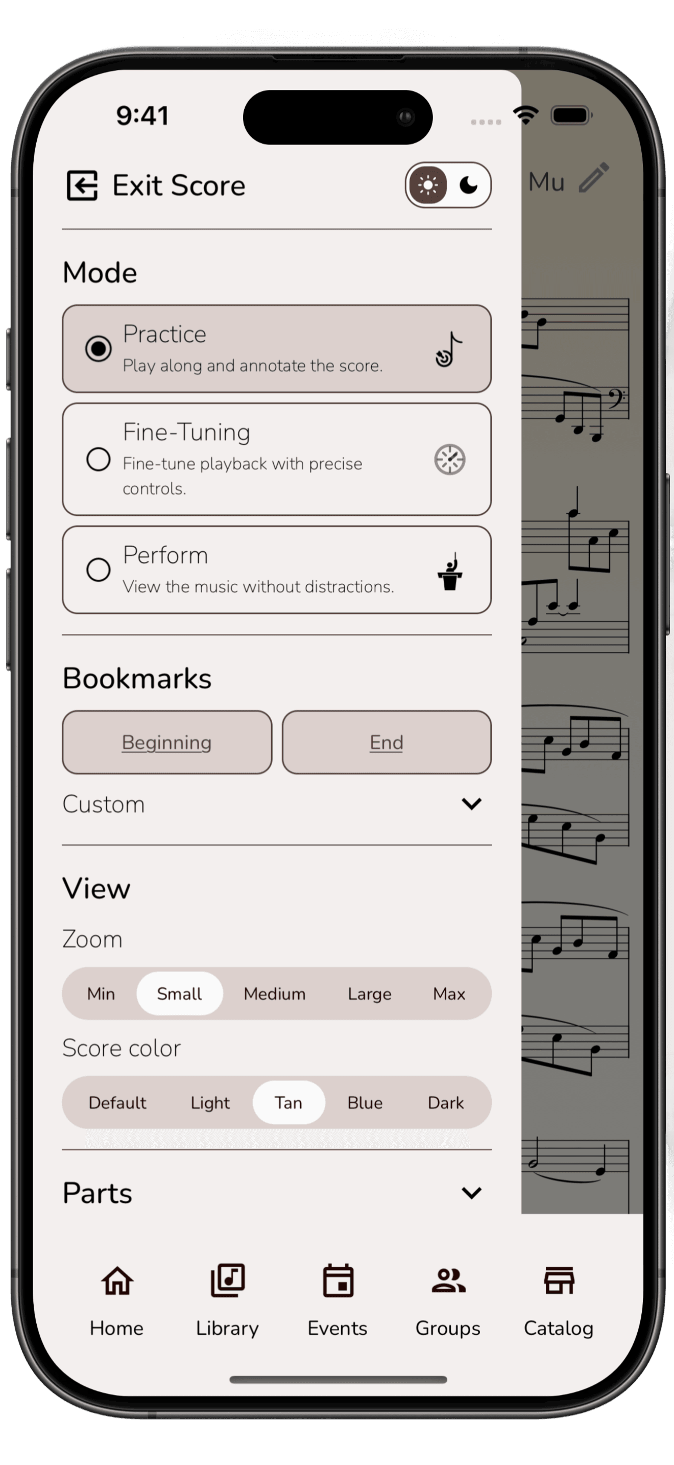 Practice and Perform in the Musync app
